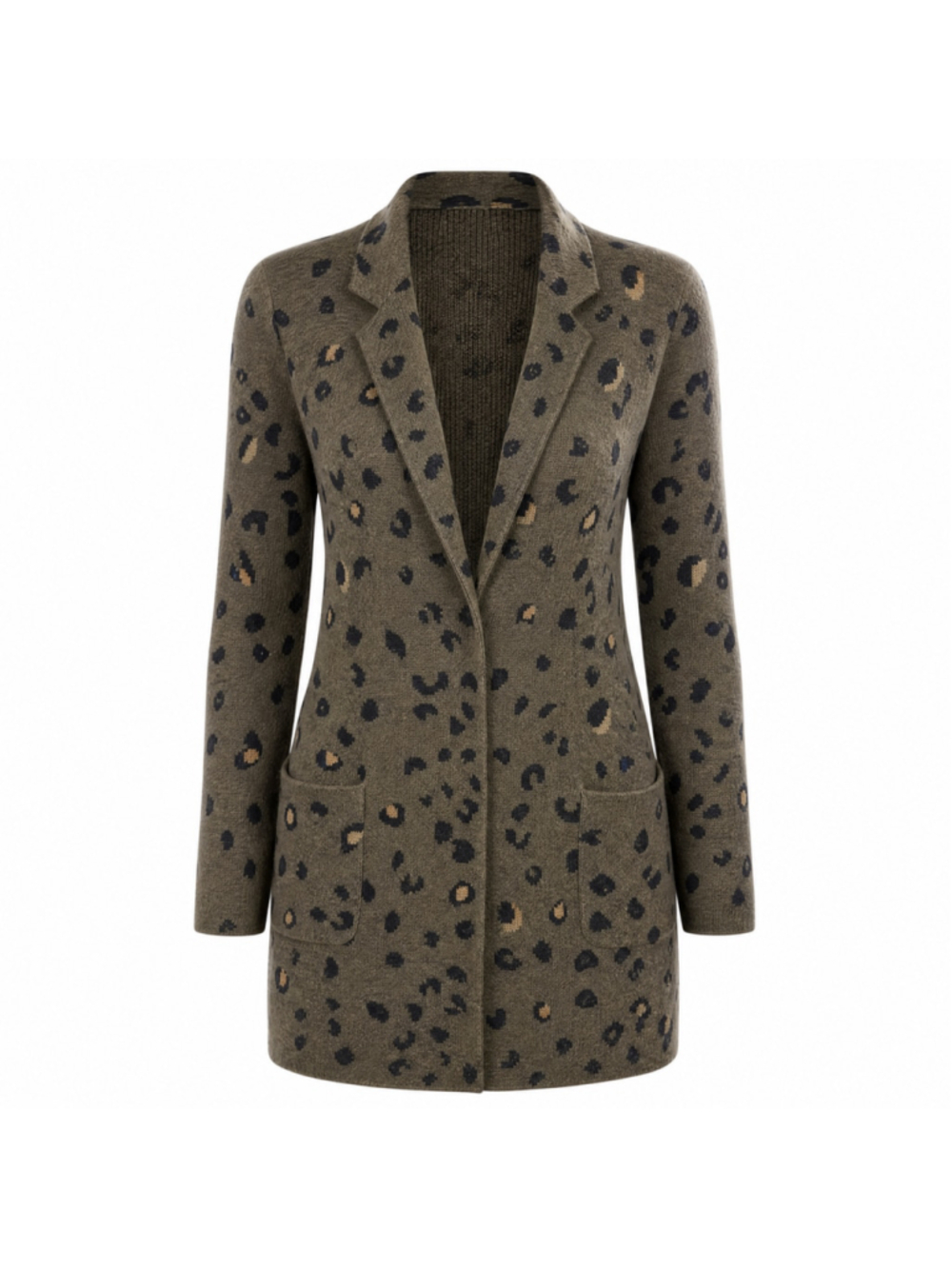 Aldomartins Leopard Print Button Front Sweater Coat Gray Size, 6
